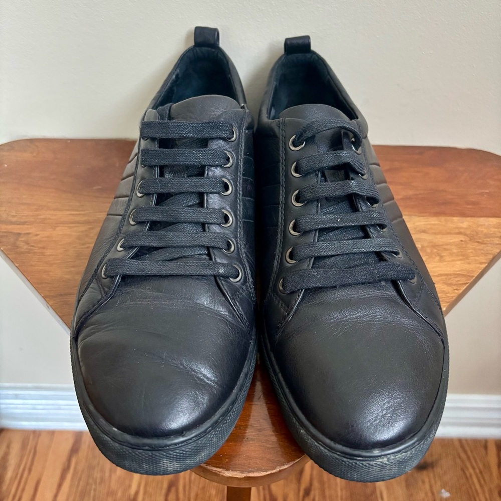 Black Leather Handmade Sneakers - Picture 4 of 11